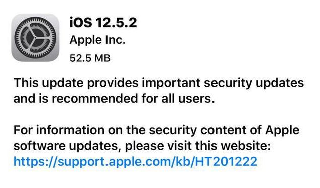 安吉苹果手机维修分享iOS12.5.2发布，建议所有老苹果用户安装 